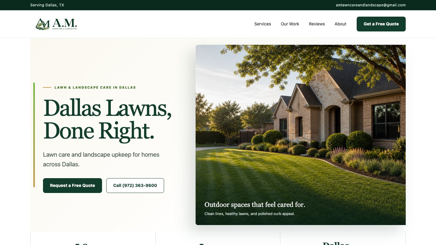 A.M. Lawncare & Landscape homepage preview