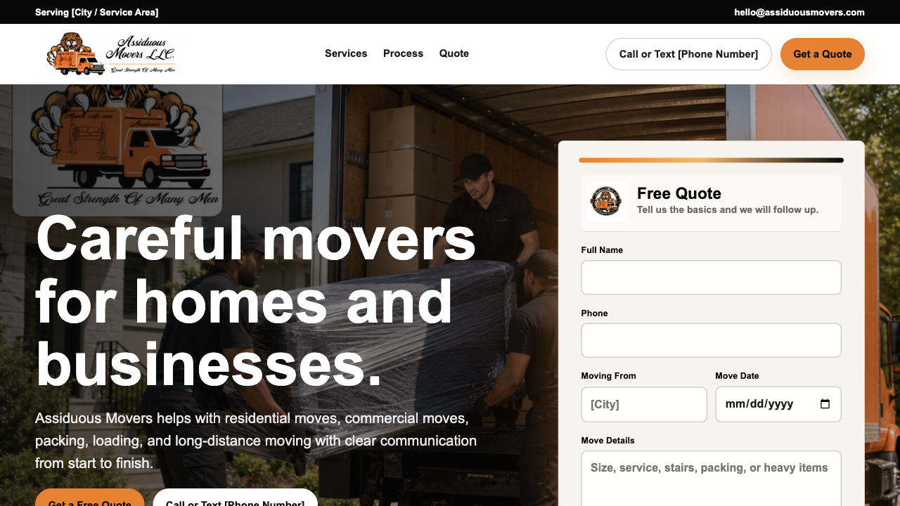 Assiduous Movers website
