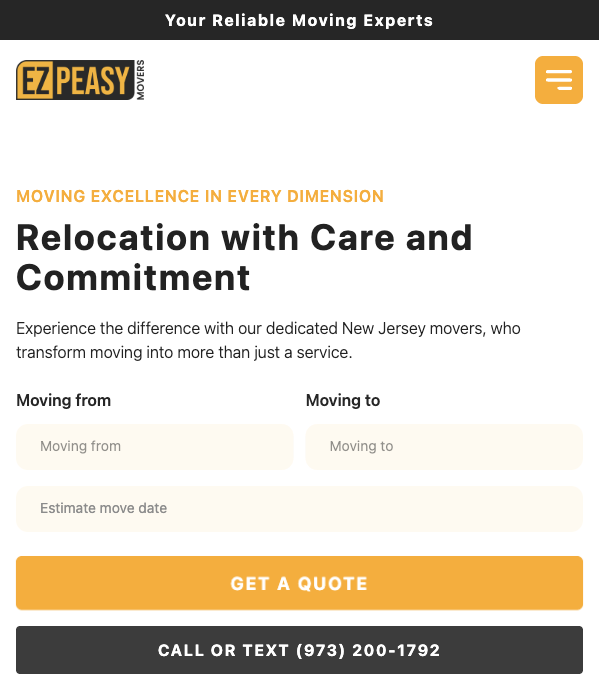 EZ Peasy Movers homepage preview