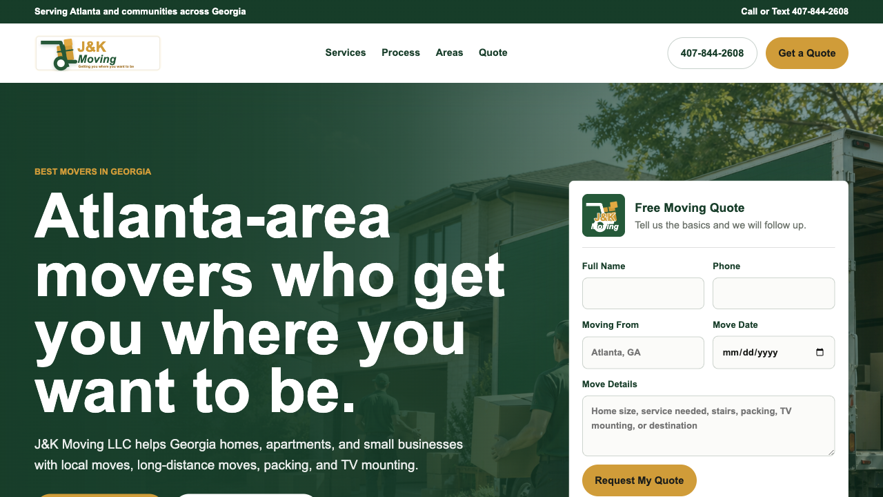 J & K Moving website